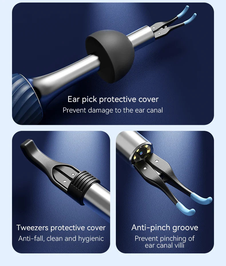 WiFi 3-in-1 Ear Otoscope- HD Camera 360° Precision Robotic Tweezer & Gentle Silicone Earpick