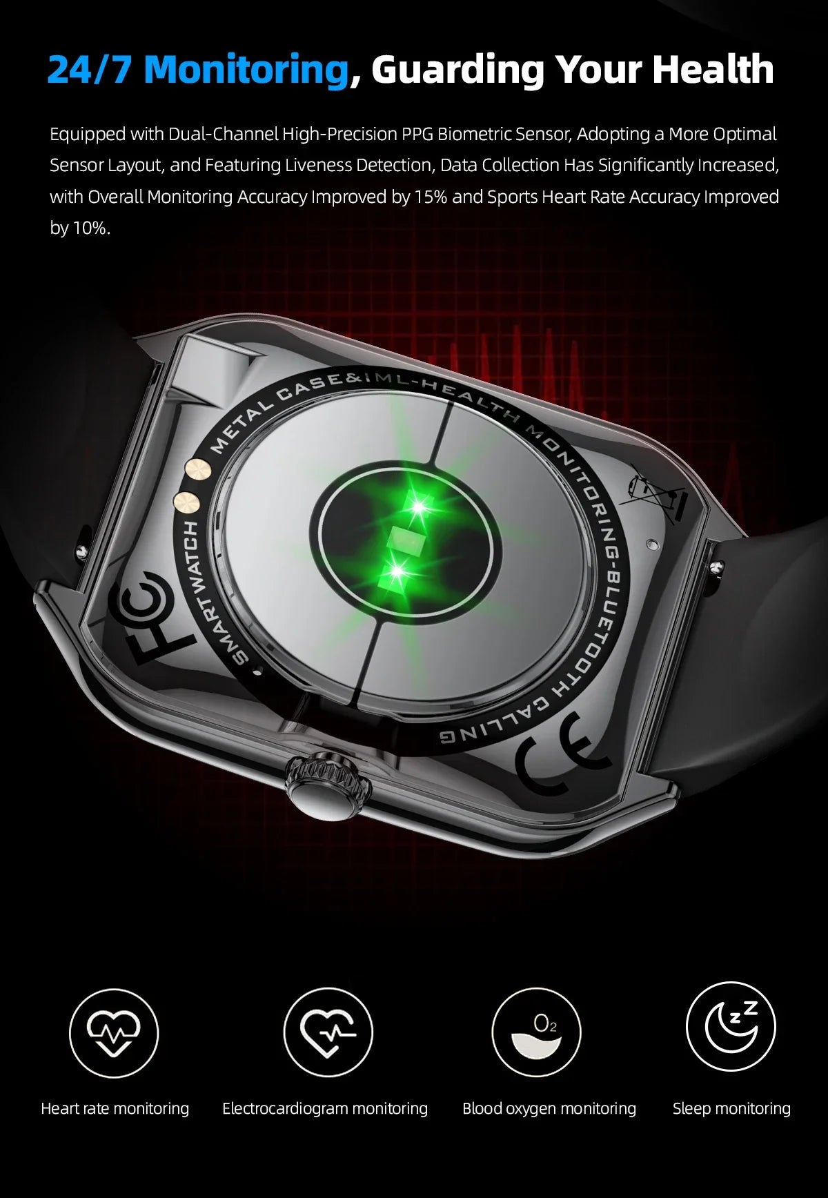 Ultra-Thin and Lightweight Brilliant 1.96” AMOLED Display Health Monitoring Smartwatch