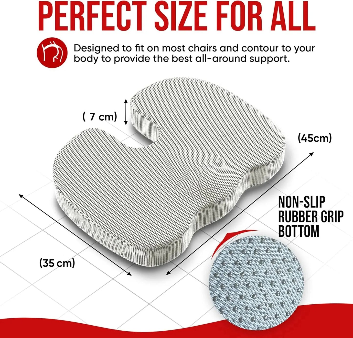 Ergonomic Dual-Layer Memory Foam + Cooling Gel Tailbone Pressure Relief Cushion