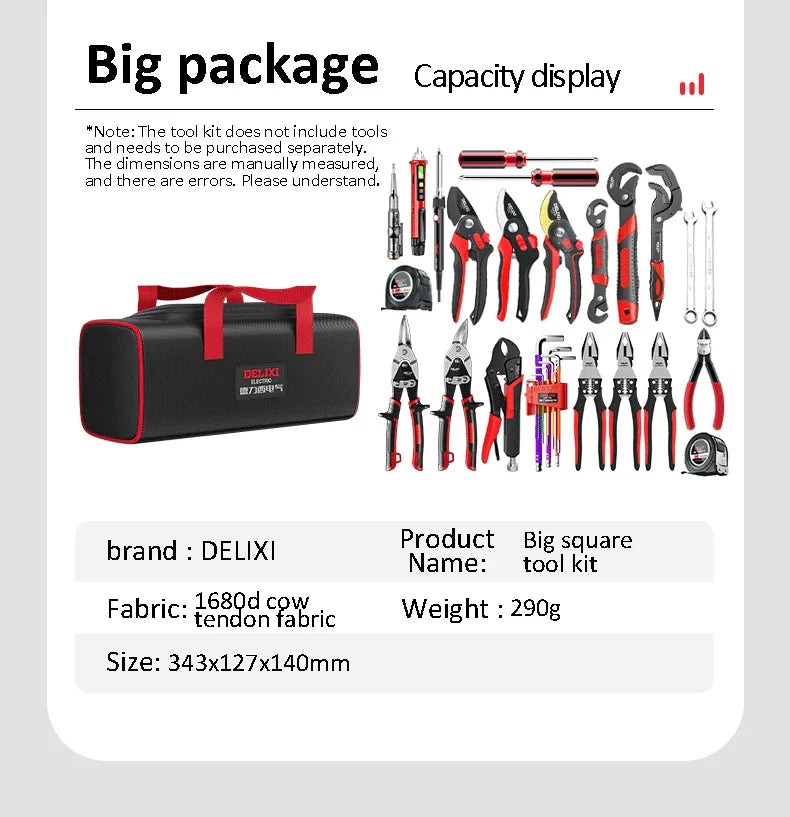 DELIXI Japanese Heavy-Duty Waterproof Rugged Oxford Compact Tool Carrier