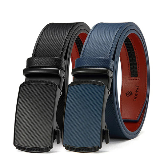 Holes-Free One-Handed Operation Micro-Adjustable Genuine Leather Belt