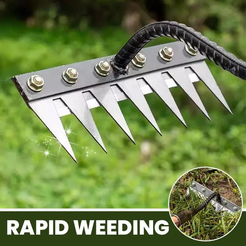 Multi-Tooth Carbon Steel Garden Rake for EZ Soil, Debris & Planting