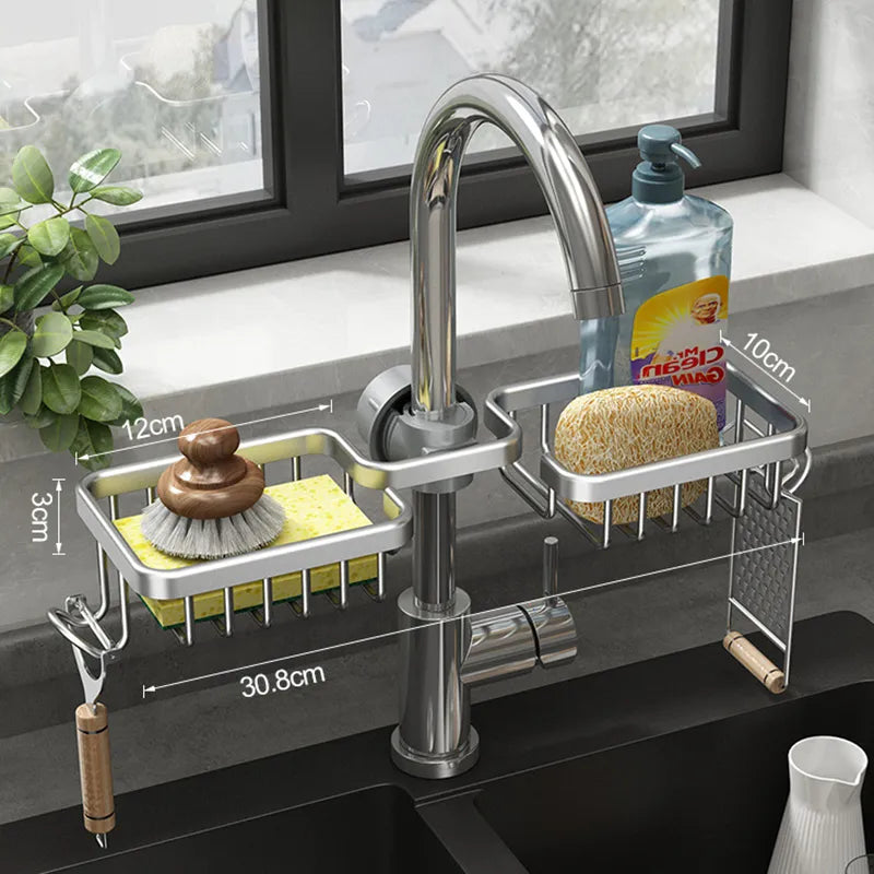 Space Aluminum Kitchen / Bathroom Multi-Purpose Organizer Rack