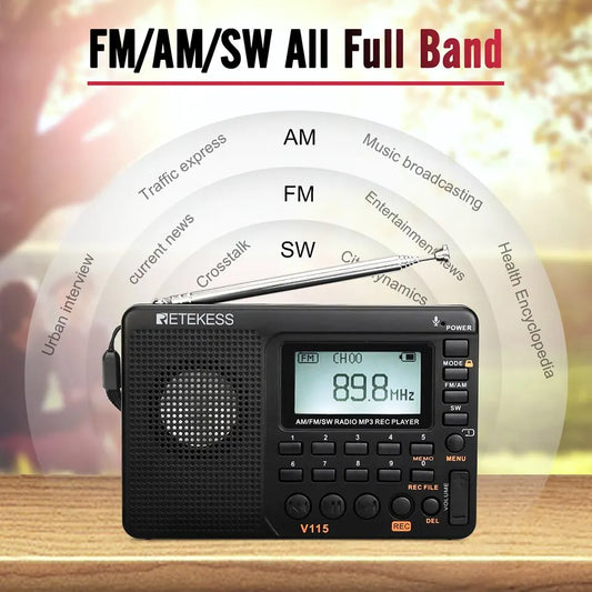 Rechargeable Shortwave FM AM SW Radio / USB Recorder / Speaker
