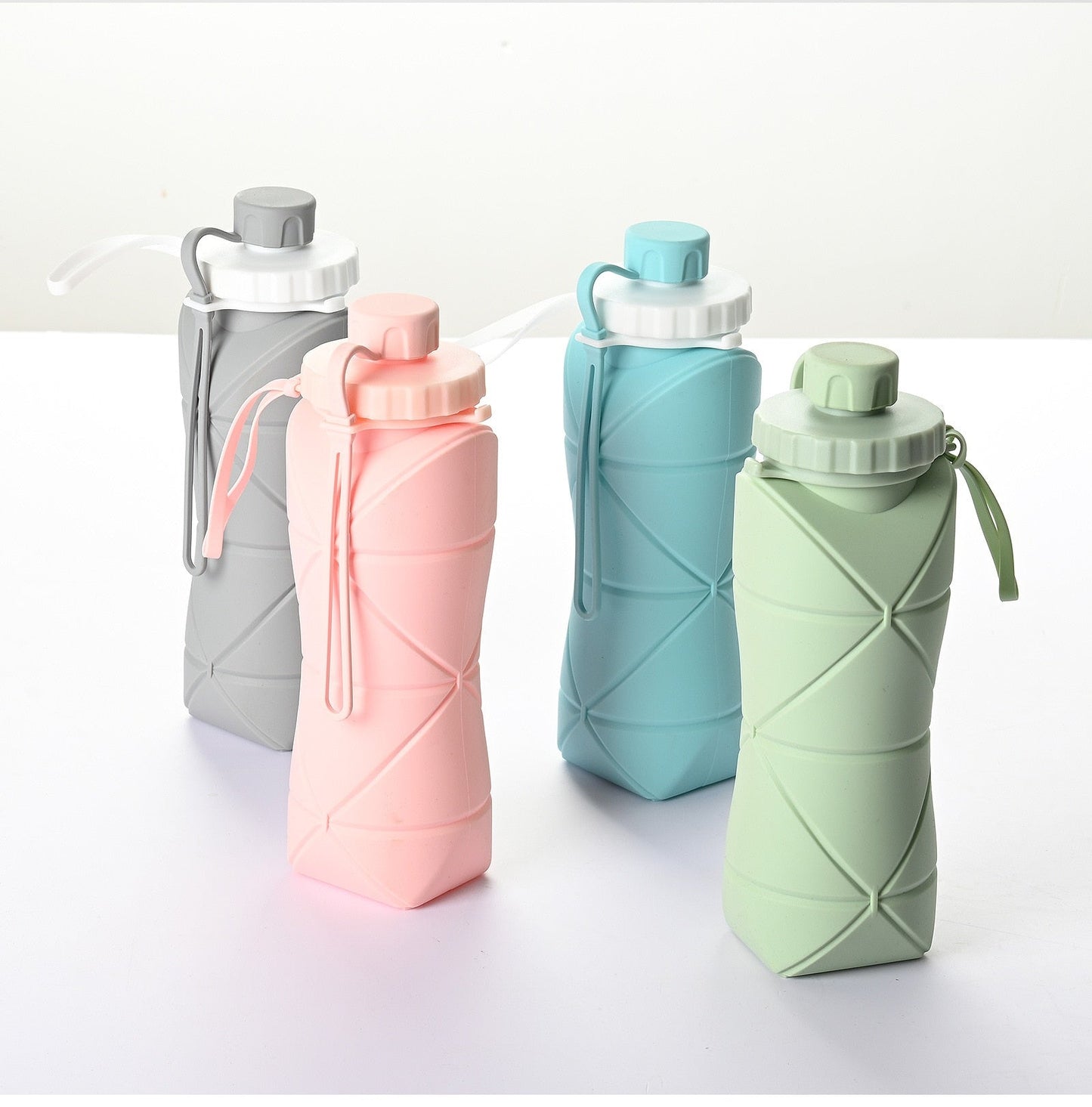 Folding 600ml Temperature-Resistant Silicone Water Bottle