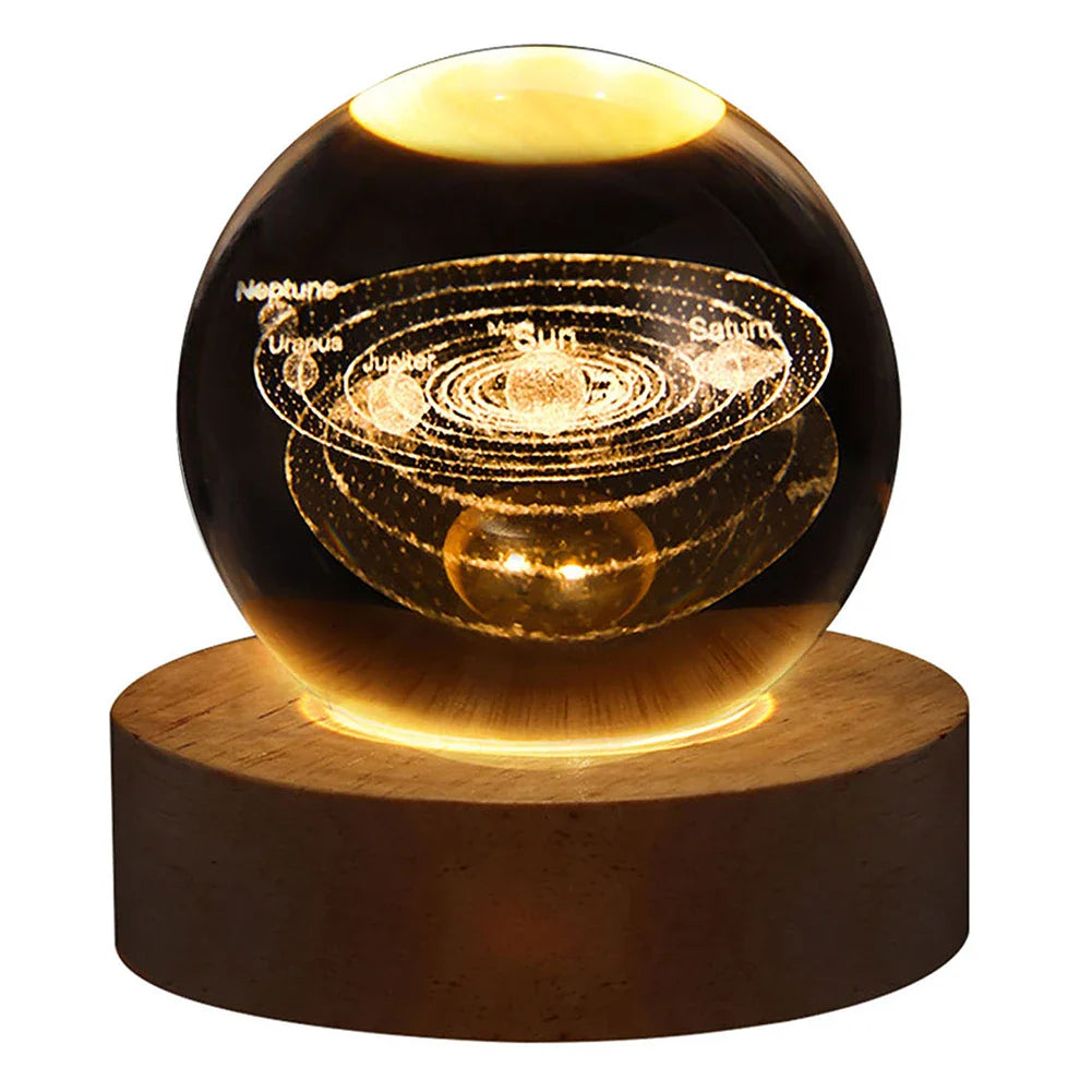 Unique USB Night Light 3D LED Crystal Ball with Galaxy Projections