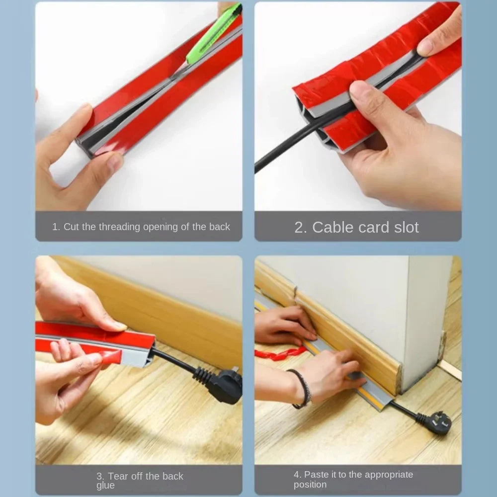 Flexible & Durable PVC Self-adhesive Floor / Wall Cord Cover