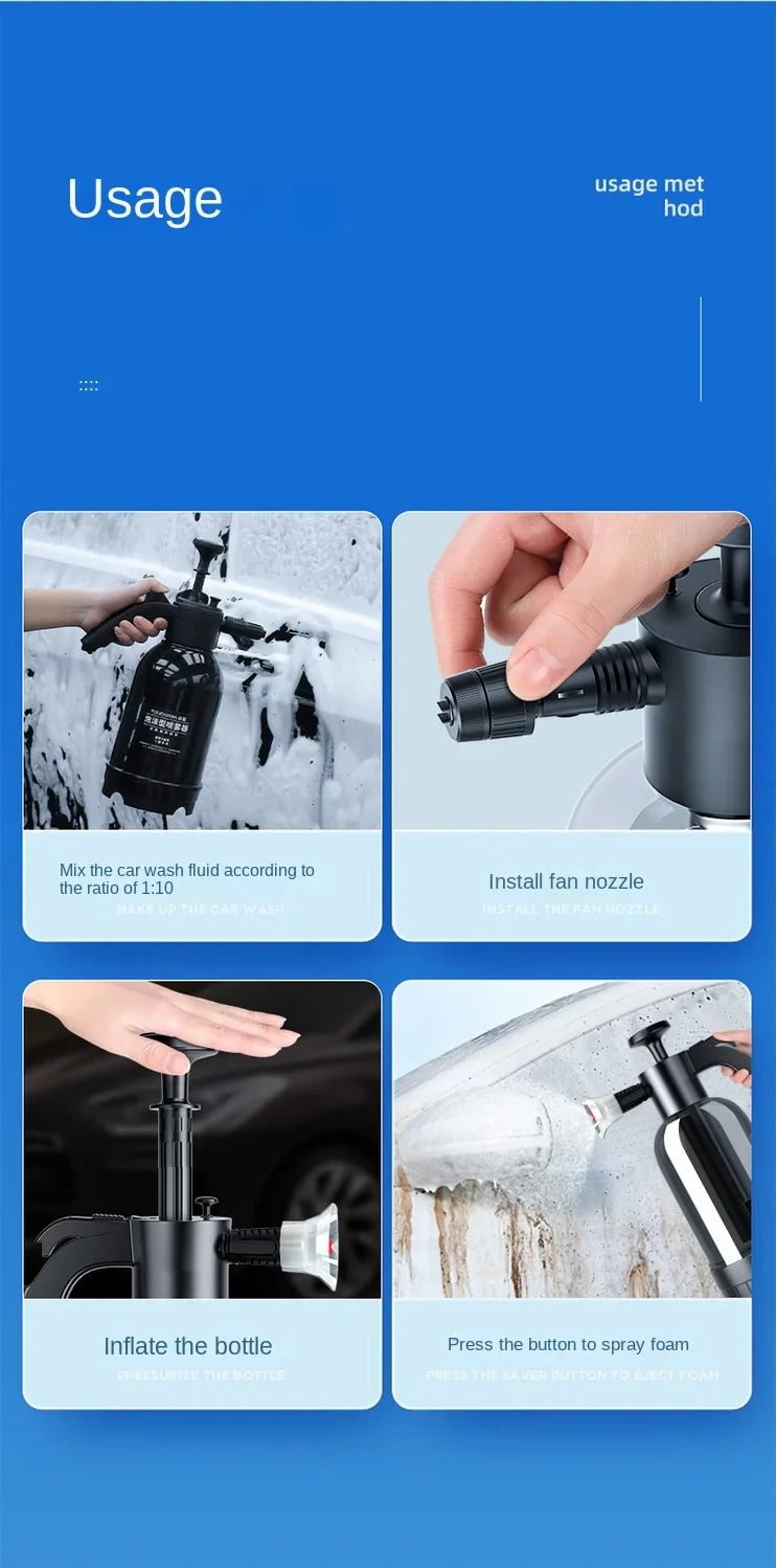 Bleo™ Multi-Surface 2L Foam Sprayer – Adjustable Nozzles & Wide Fan Spray