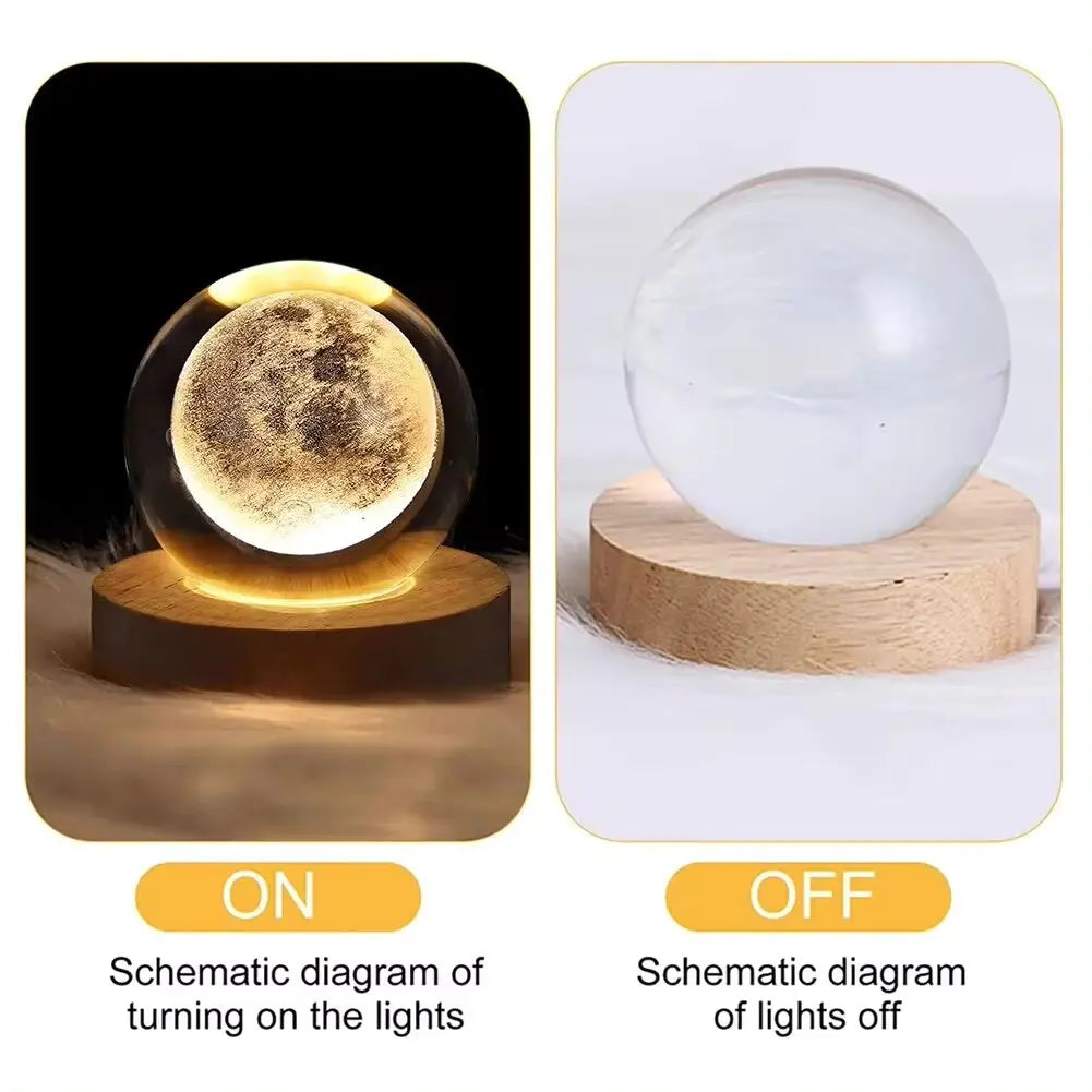 Unique USB Night Light 3D LED Crystal Ball with Galaxy Projections