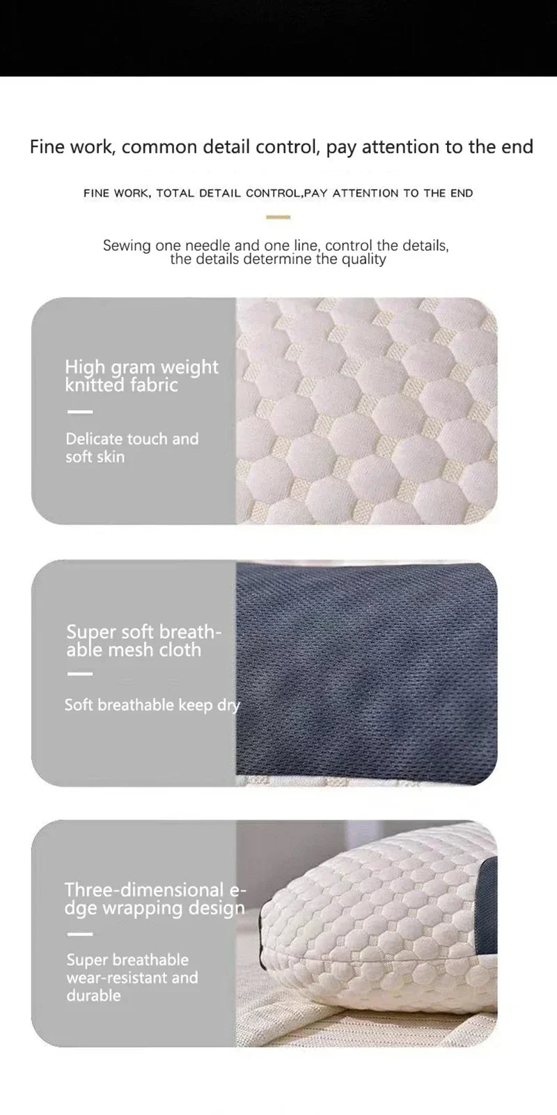Cervical Support Orthopedic Neck Pillow with 3D Massage & Antibacterial Breathable Mesh