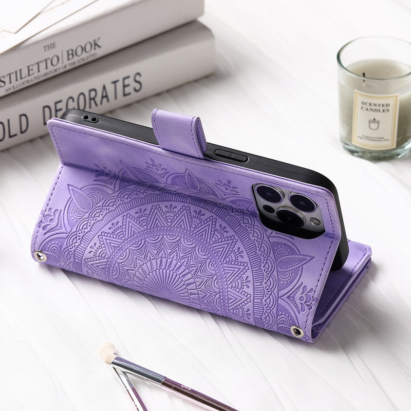 Full Screen Protection Deluxe Zipper Wallet Case with Foldable Kickstand for iPhone