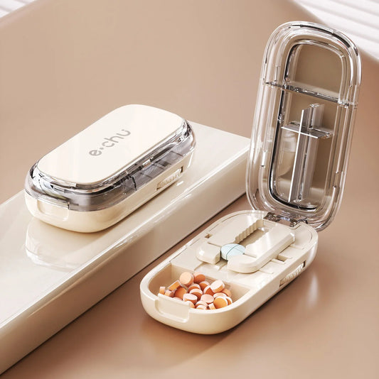 Japanese Smart Pills Splitter (Halved / Quartered) with Storage Organizer