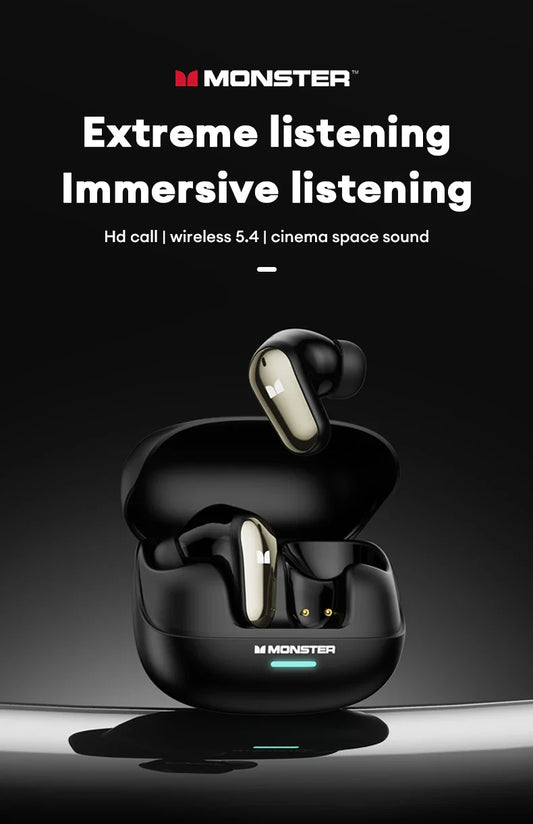 Monster Bluetooth 5.4 Dual Mode HIFI Stereo & HD Calls with Noise Reduction Earphones