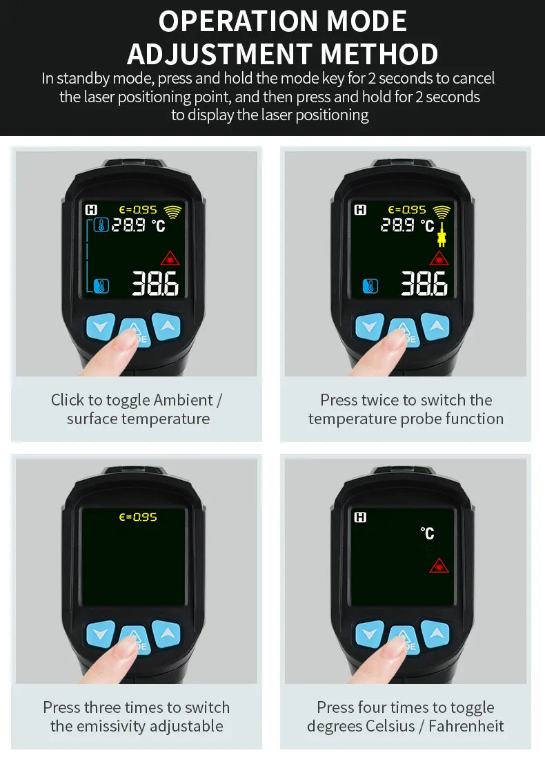 Digital Infrared Non-contact High Precision Laser Thermometer