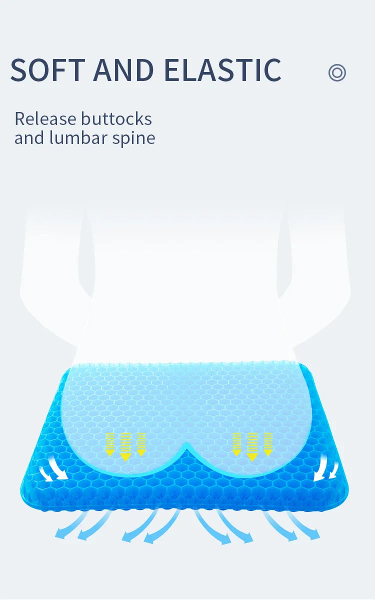Ergonomic Shock-Absorbing Pressure Relief All-Day Comfort Gel Honeycomb Cushion