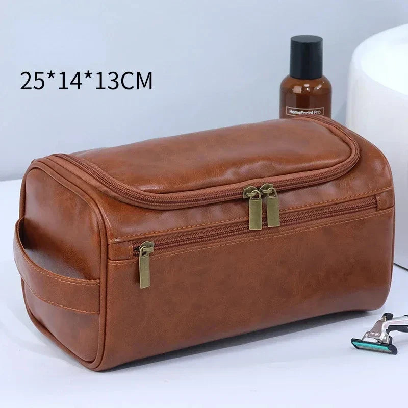 Premium Faux Leather Large Capacity Water-Resistant Travel Toiletry Bag