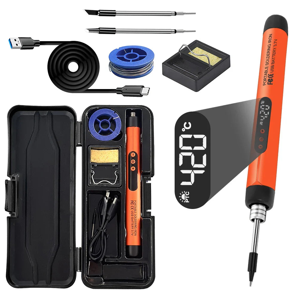 Wireless Fast Charging Electric Soldering Kit With Smart LED Digital Display