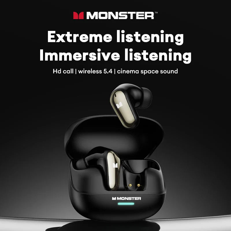 Monster Bluetooth 5.4 Dual Mode HIFI Stereo & HD Calls with Noise Reduction Earphones