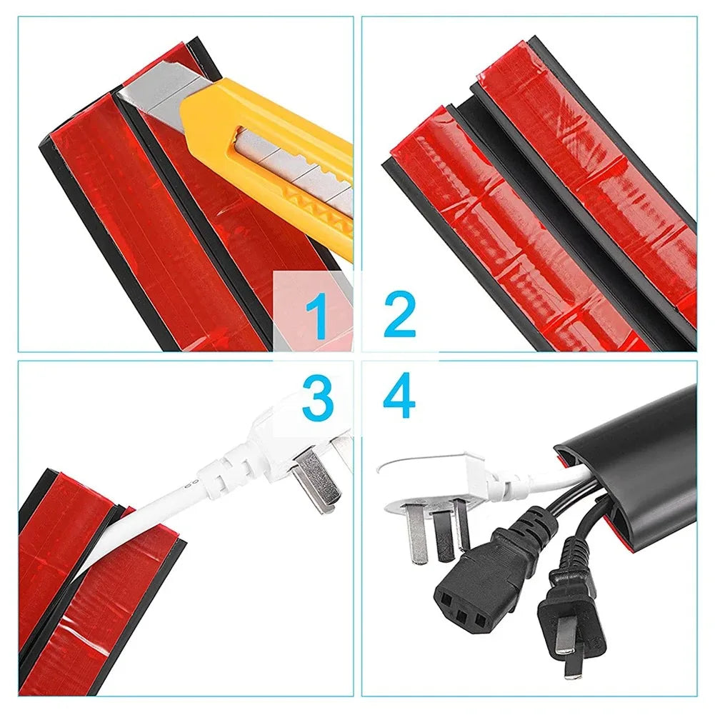 Flexible & Durable PVC Self-adhesive Floor / Wall Cord Cover