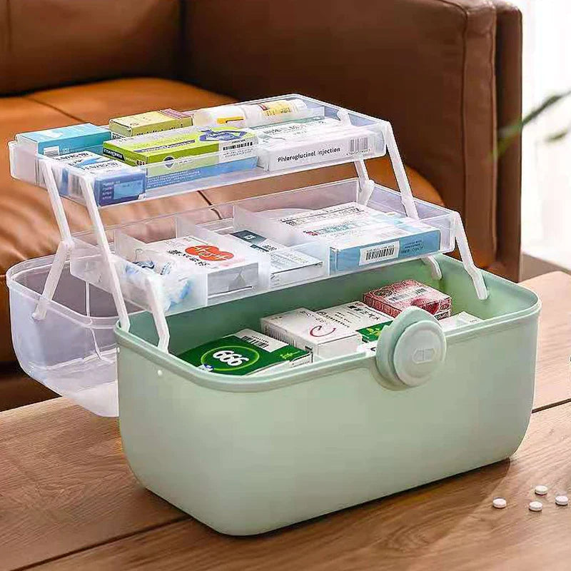 Large Capacity 3 Layer Family Medicine Organizer Box