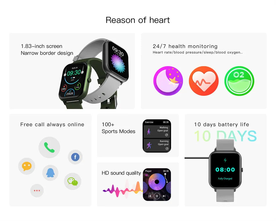 Bluetooth Health Monitoring Smartwatch For Men And Women