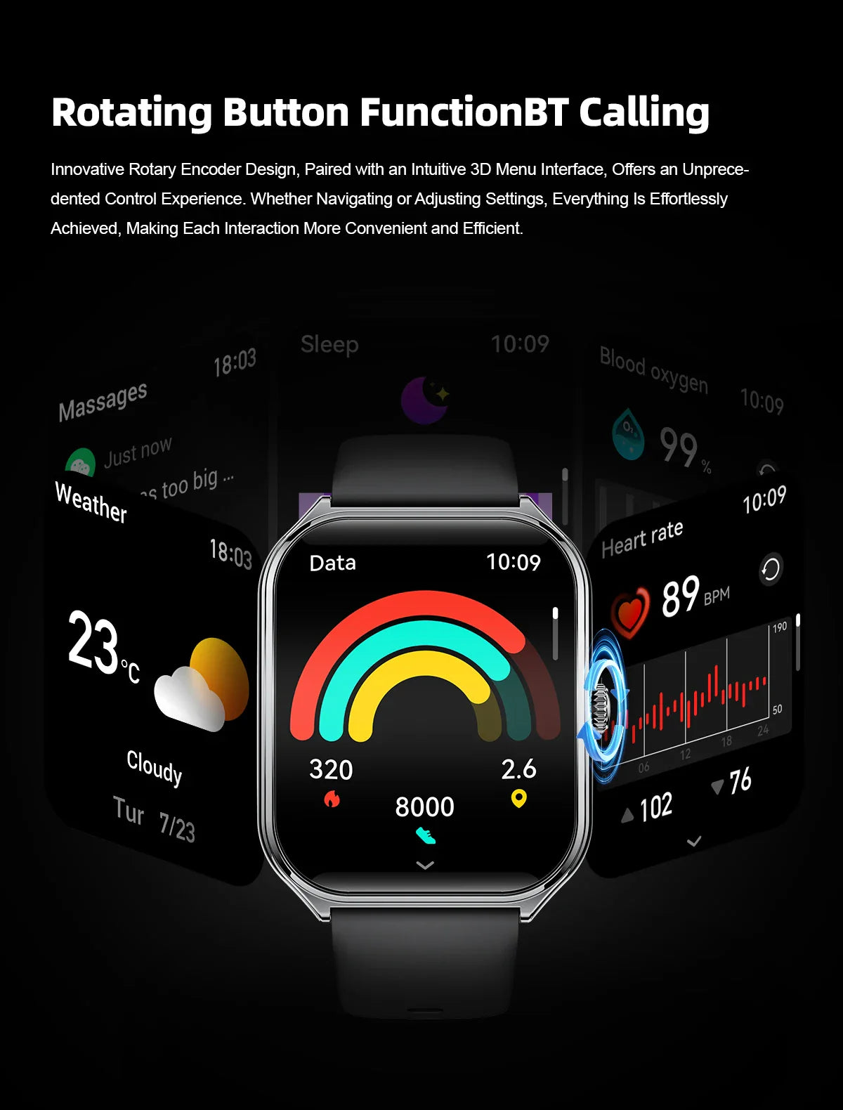 Ultra-Thin and Lightweight Brilliant 1.96” AMOLED Display Health Monitoring Smartwatch