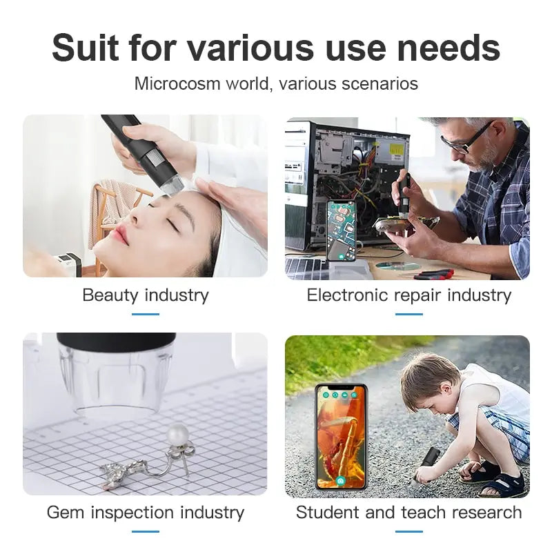 Wifi Digital Microscope 50X-1600X Magnification With Adjustable Stand for IOS & Android