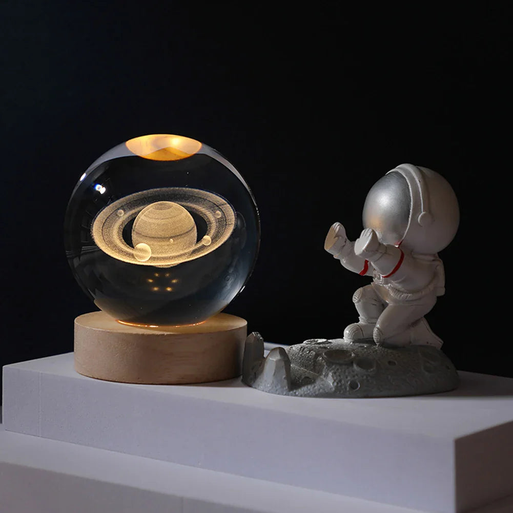 Unique USB Night Light 3D LED Crystal Ball with Galaxy Projections