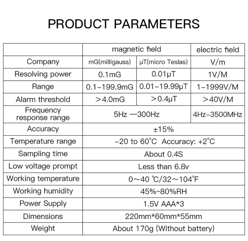 Professional  Electromagnetic Field Radiation Detector Meter