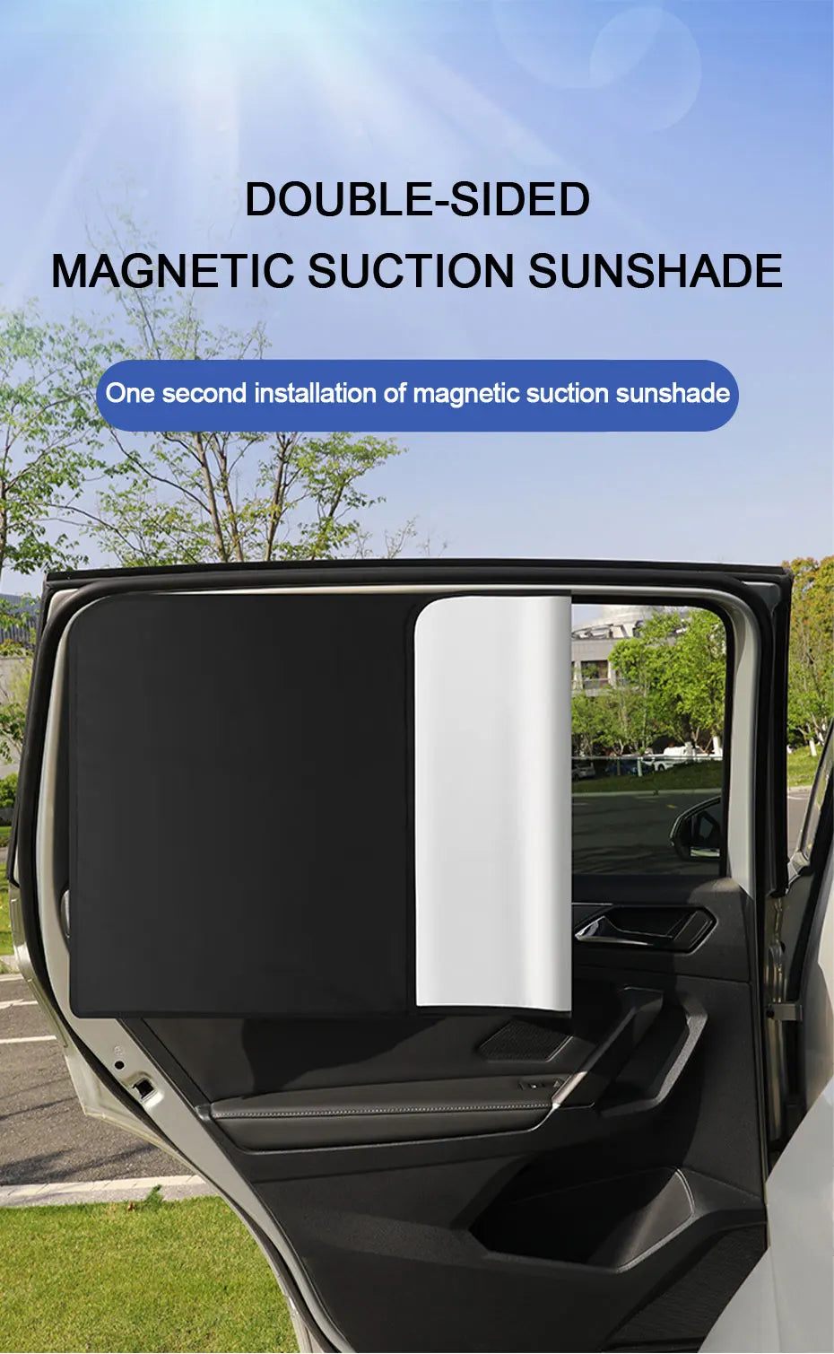 Universal Car Side Window Sunshades- 100% UV Block with Rearview Gap & Window-Operable Design