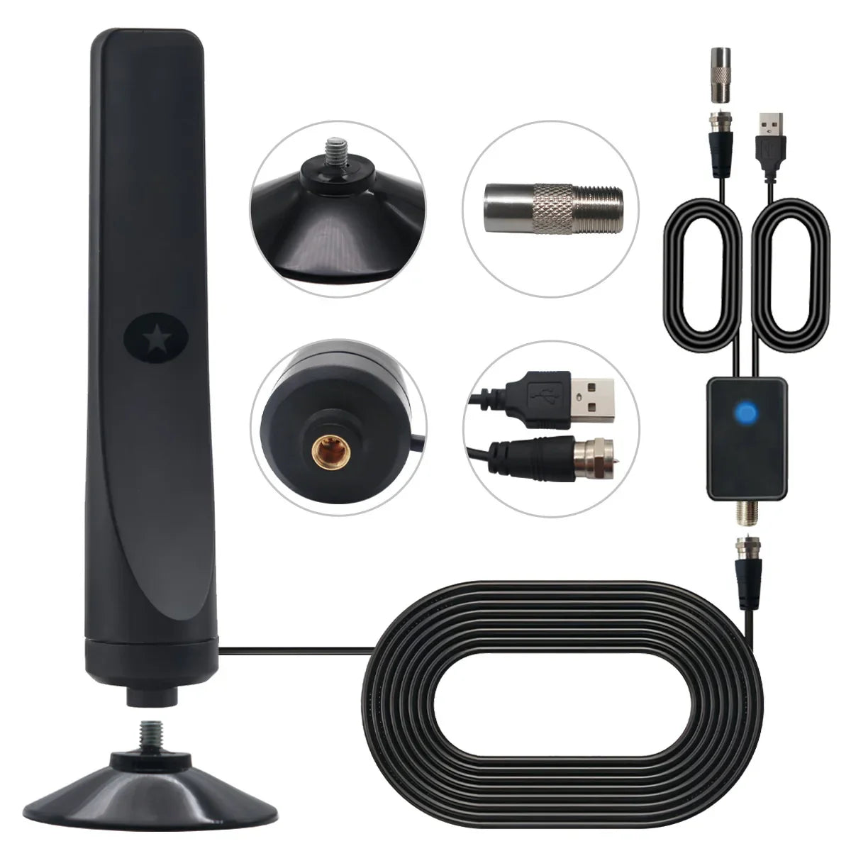 4K HD Long-Range Advanced Signal Amplifier & Noise Filtering Indoor TV Antenna