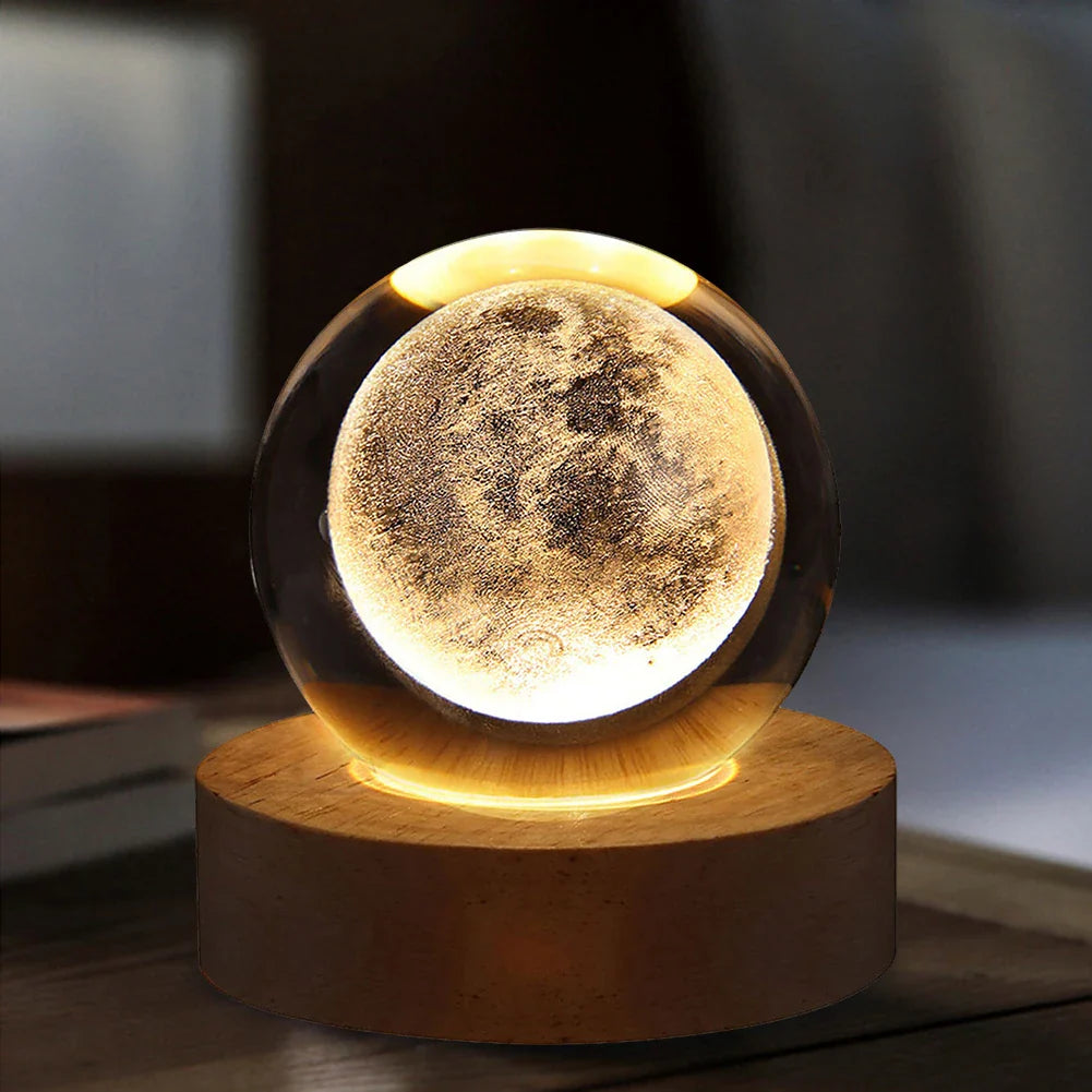 Unique USB Night Light 3D LED Crystal Ball with Galaxy Projections