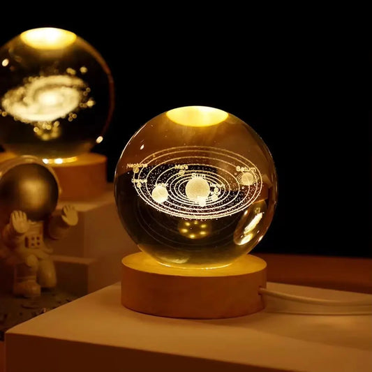 Unique USB Night Light 3D LED Crystal Ball with Galaxy Projections