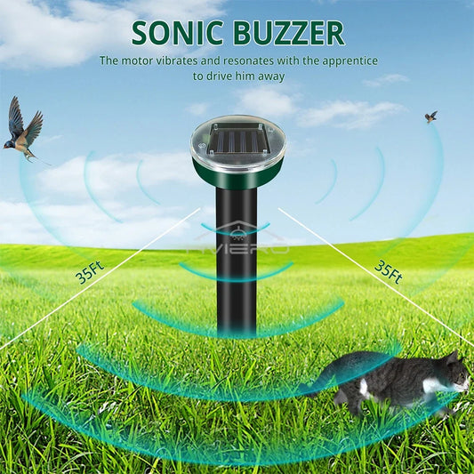 Solar Ultrasonic Sonic Pest & Rodent Repellent with Ground Vibration