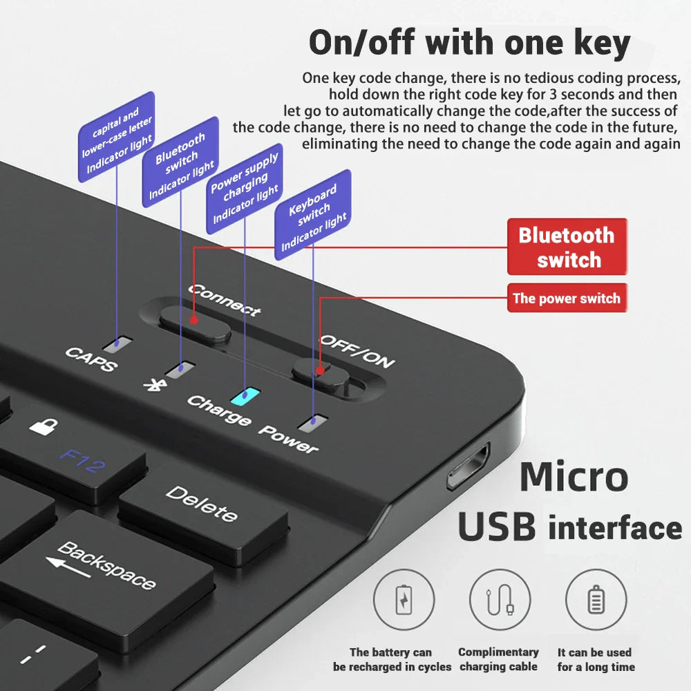 Compact Bluetooth Wireless Ultra-Quiet Keyboard & Mouse For IOS / Android /  Windows