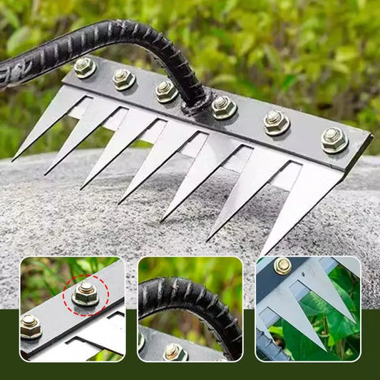 Multi-Tooth Carbon Steel Garden Rake for EZ Soil, Debris & Planting