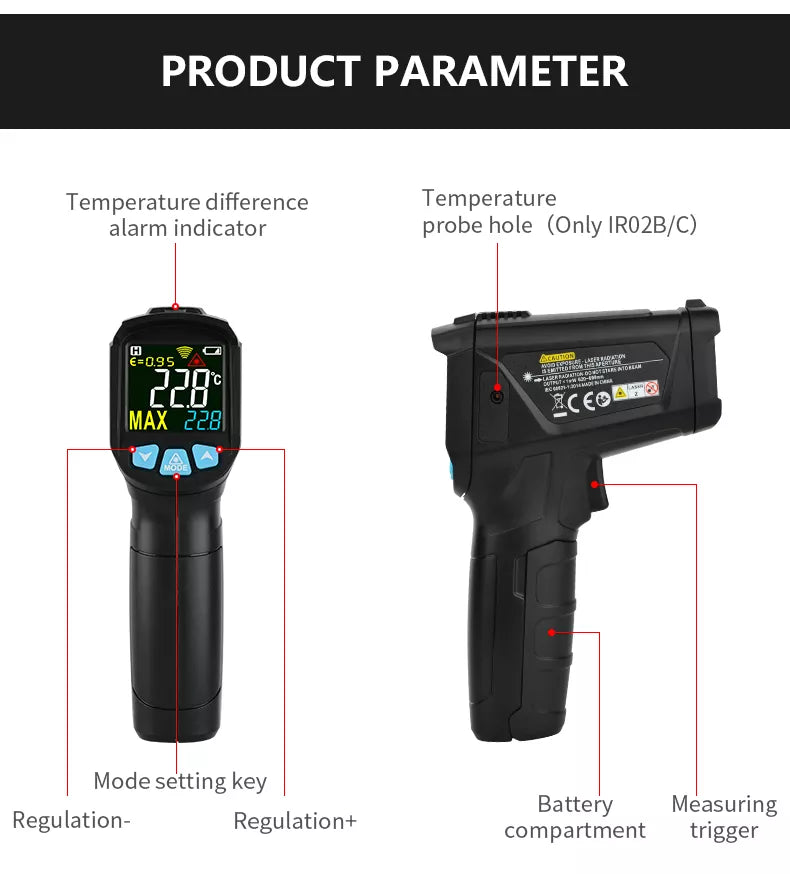 Digital Infrared Non-contact High Precision Laser Thermometer