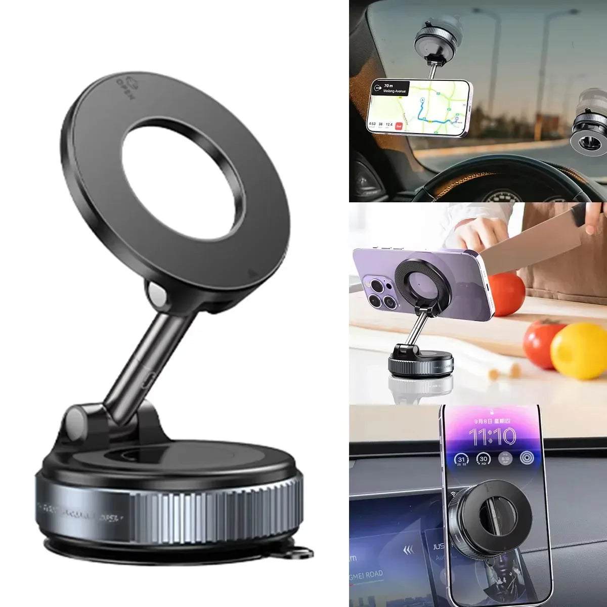 Multi-Angle Dashboard & Windshield Magnetic and Advanced Vacuum Suction Car Mount
