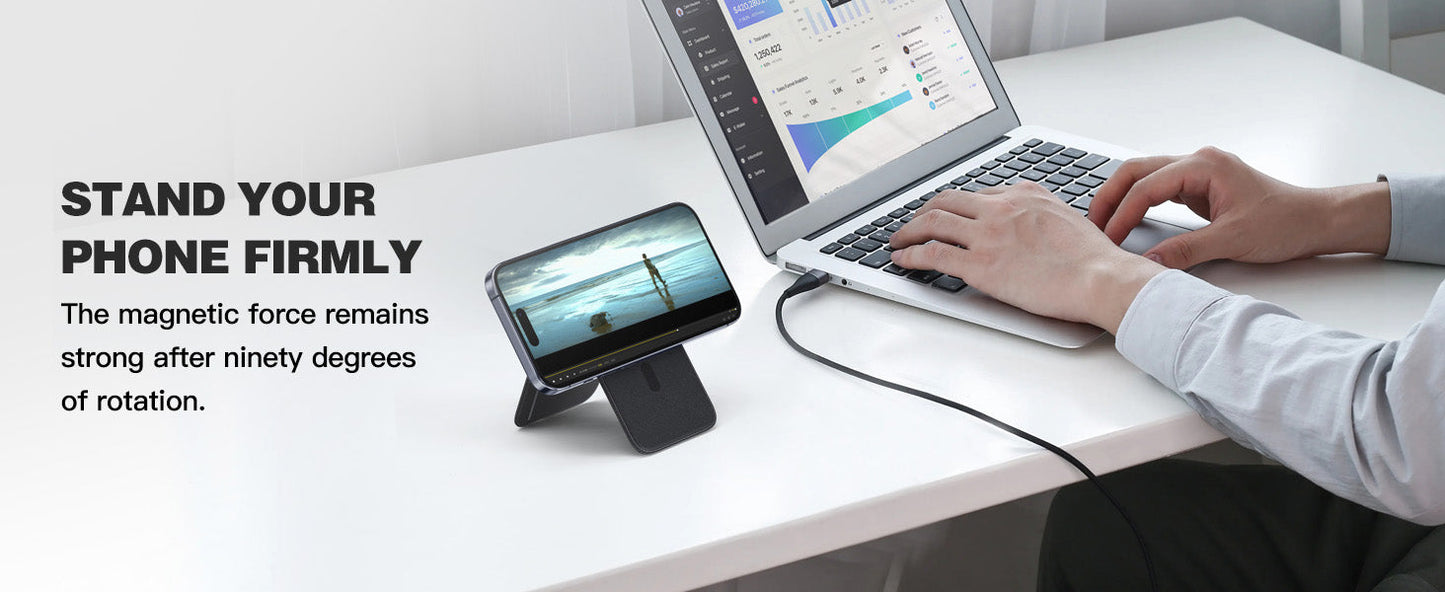 MagSafe 3-in-1 RFID-Blocking Magnetic Card Holder with Adjustable iPhone Stand