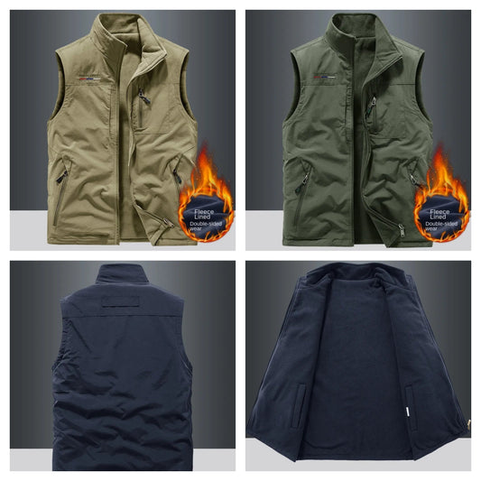 Casual Thermal Double-Sided Wear Multi-Pocket Men's vest