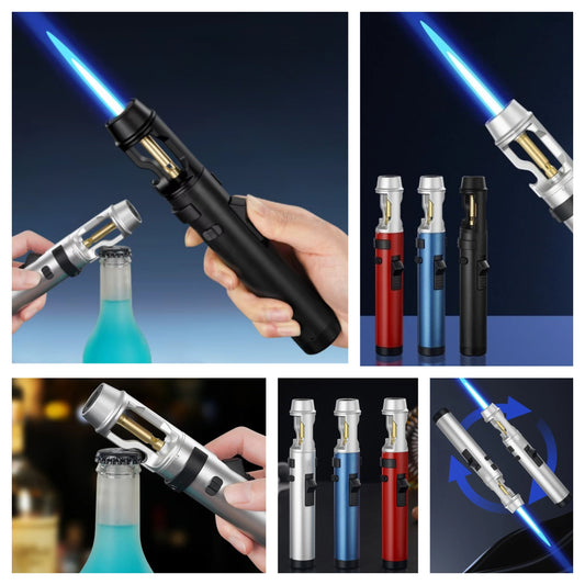 Heavy-Duty Metal Multi-Use Jet Torch Lighter Adjustable Flame, Safety Lock, Windproof