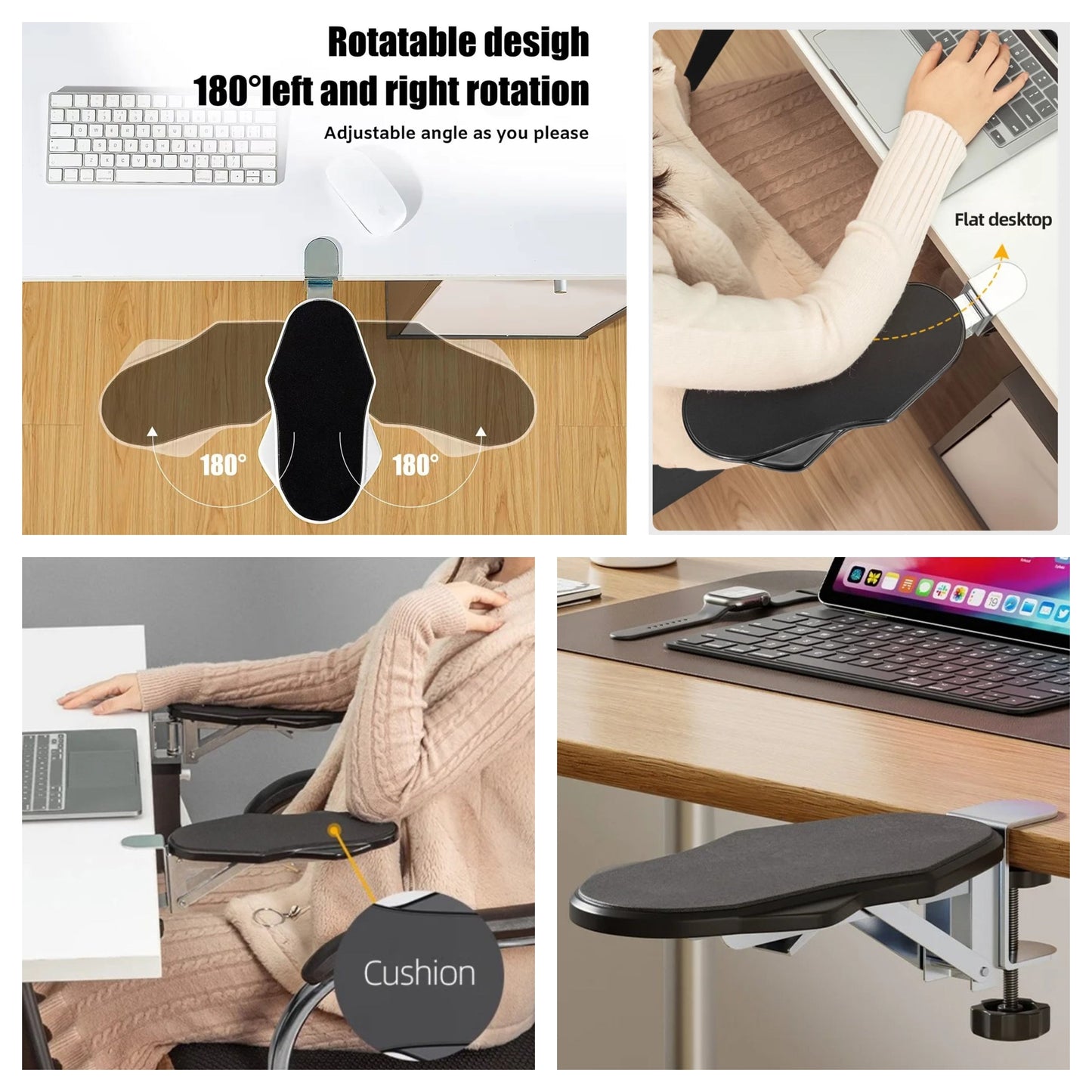 ArmEase Ergonomic Rotating Desk Arm & Wrist Rest Healthy Posture Support Pad