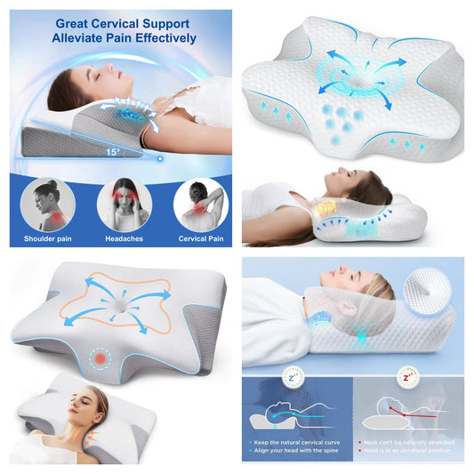 Cervical Support Orthopedic 2-in-1 Memory Foam Neck & Shoulder Pressure Relief Pillow