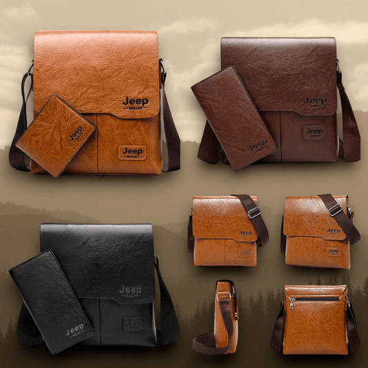 JEEP BULUO PU Leather Messenger Bag with Mach Wallet