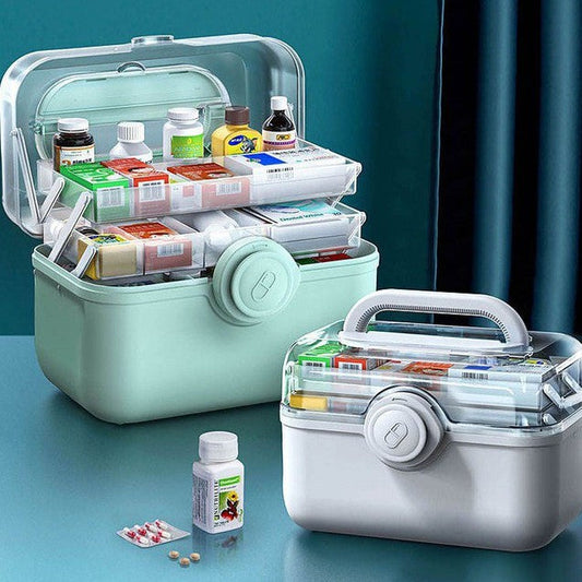 Large Capacity 3 Layer Family Medicine Organizer Box