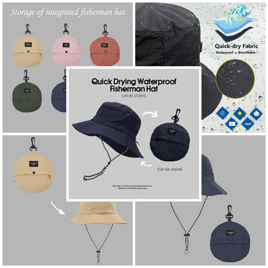 Waterproof Anti-UV Fold-Into-Itself EZ Carry Bucket Summer Hat