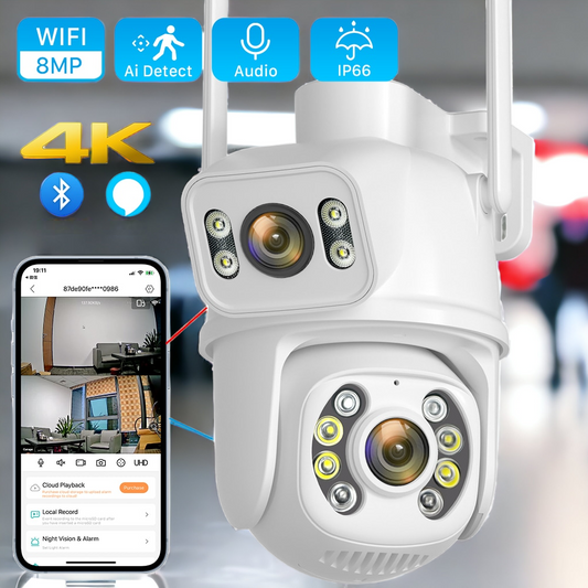 PTZ 4K HD Dual Lens/ Dual Screen Wifi Ai Smart Camera