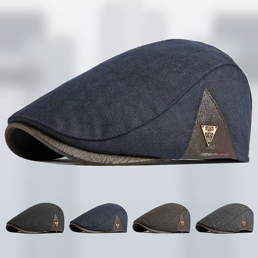 Spring & Autumn Adjustable Retro Flat Cap with Side Triangle Accent