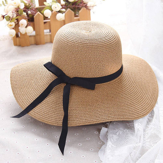Adjustable Wide-Brimmed Women's Straw Sun-Hat - Indigo-Temple