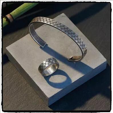 ZEN- Ring & Bracelet Set Vintage Titanium Steel - Indigo-Temple